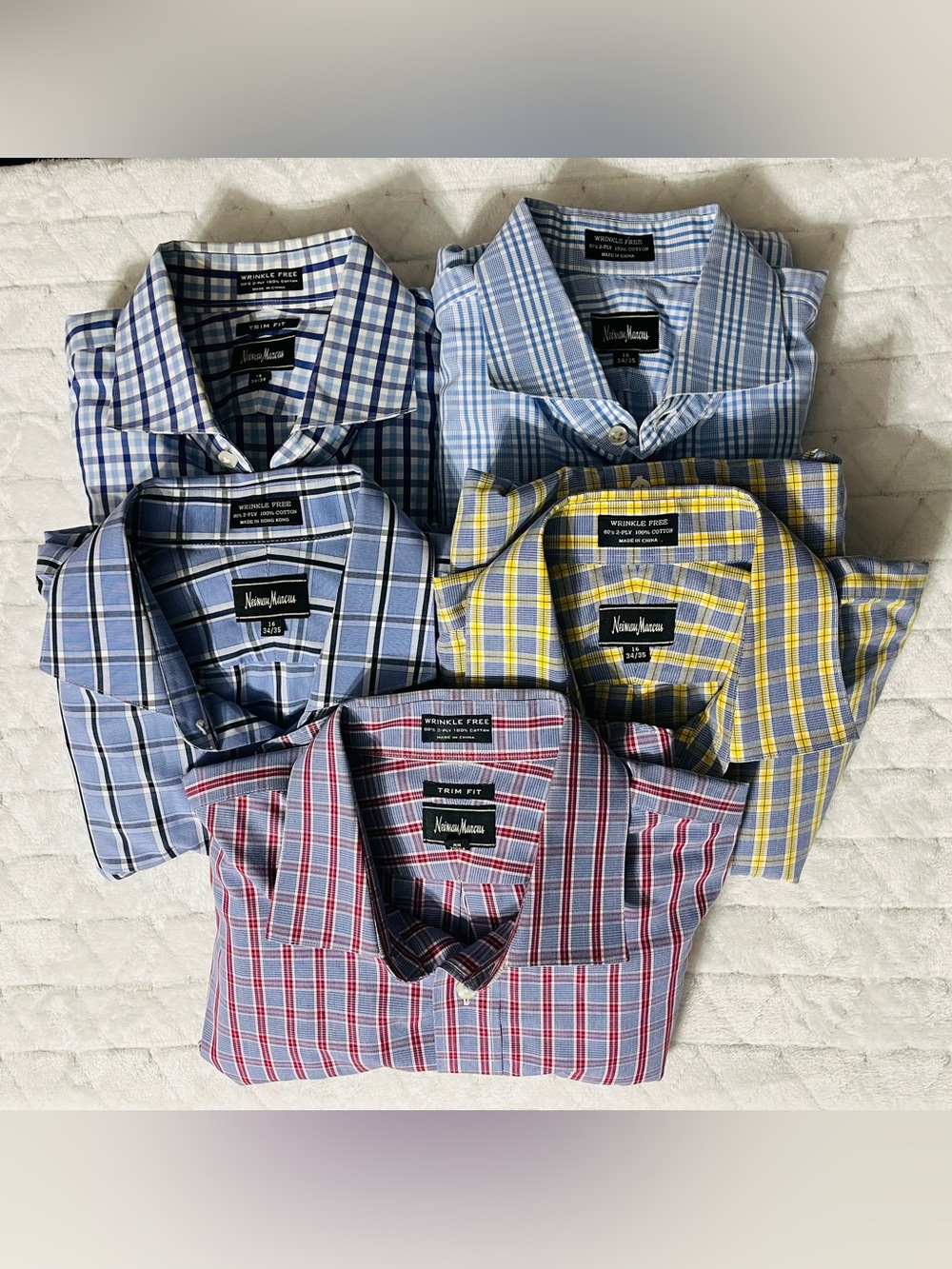 Lot of 5 Neiman Marcus Wrinkle Free Button Down Shirts Sz 16 34/35